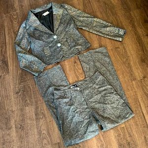 BHS gray two piece business casual suit blazer pants set small/medium